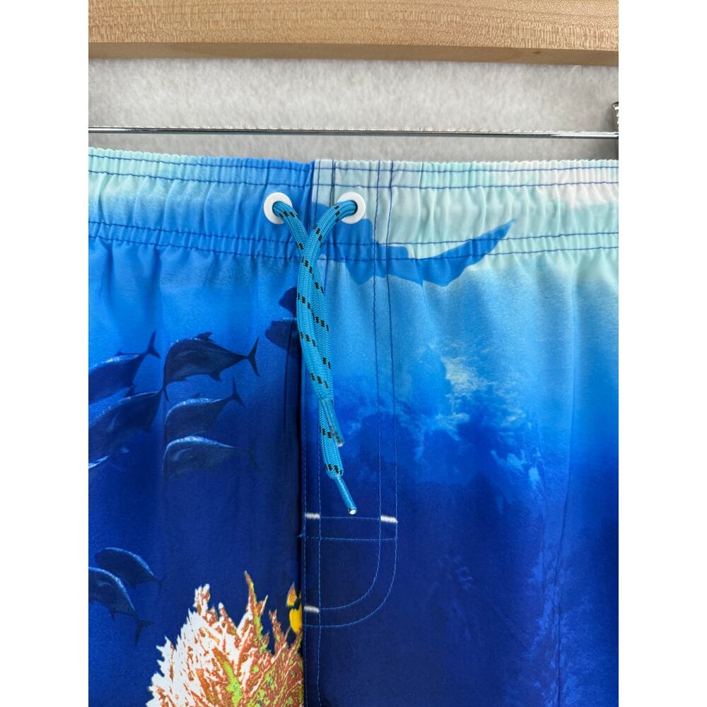 NWT Boys Wonder Nation Blue Lined Shark Fish Swim Trunk XL Beach Vacation‎ Comfy - Picture 6 of 9